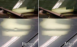 This is an image the shows the process of paintless dent repair