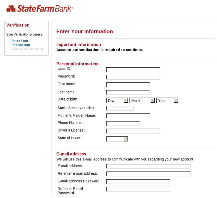 Screenshot of page, asking for you to enter your information, including sensitive information, such as Social Security Number.