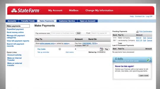 state farm pay my bill www statefarm com bill pay online