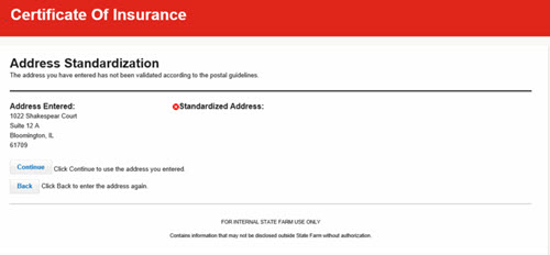 Create Certificate - Non Standardized Address