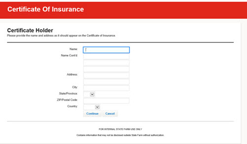 Create Certificate - enter Cerificate Holder screen