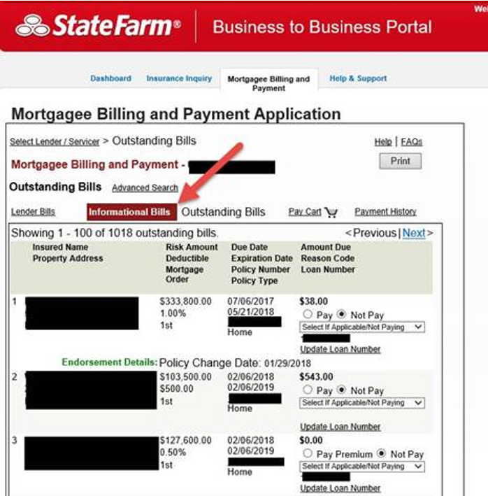 Informational Bills (non-escrow)