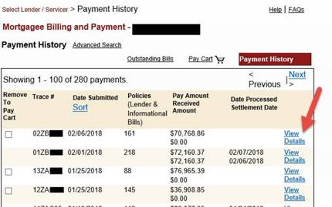 Payment History - View Details
