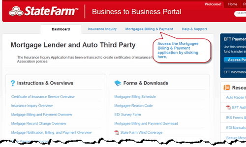 Accessing the Mortgagee Billing and Payment Application