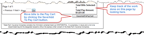 Selecting Bills to Pay - page bottom