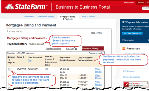 Payment History - page top