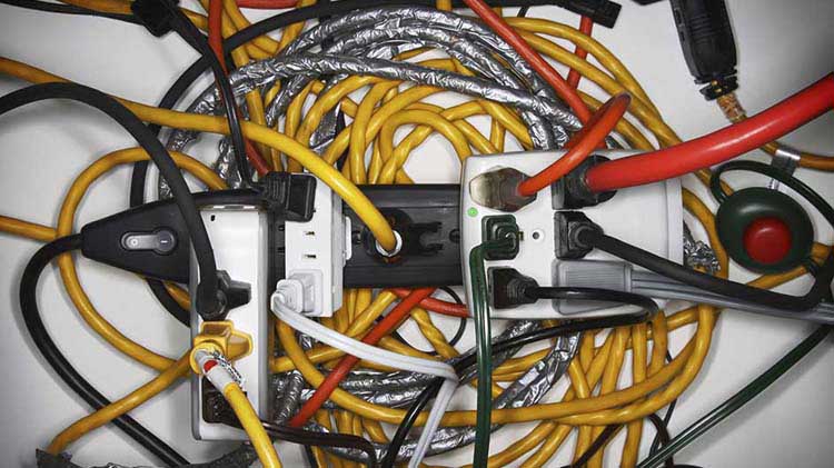 Overloaded electric outlet strip