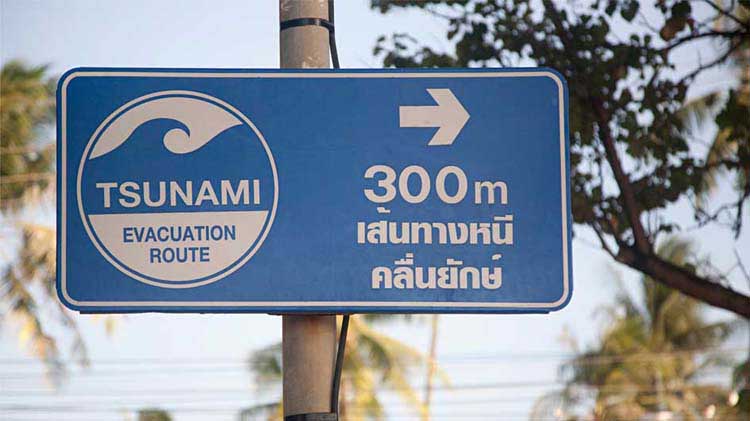Tsunami evacuation route sign