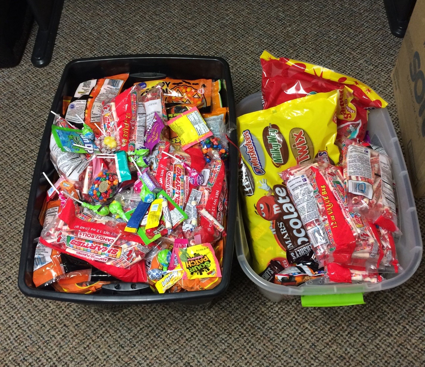 candy in tubs