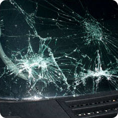 Image showing combination damage to the windshield.