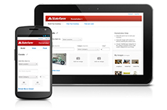 Mobile phone and tablet side by side with home index information on screens