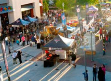 Overhead view of Roseville galleria with Cars 2 stars