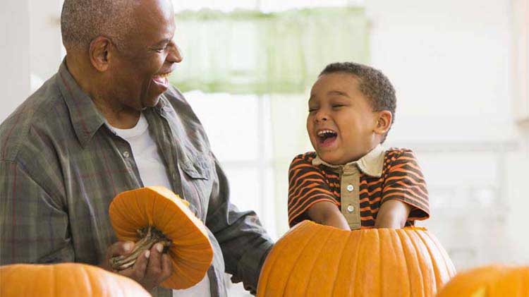 Safe pumpkin carving with small child