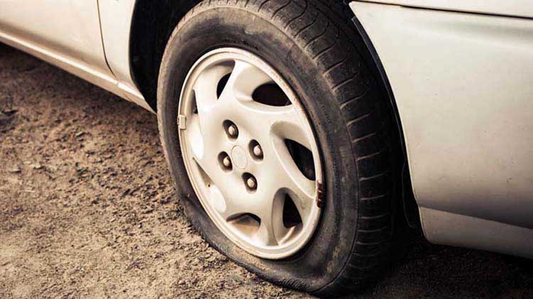 A car's flat tire